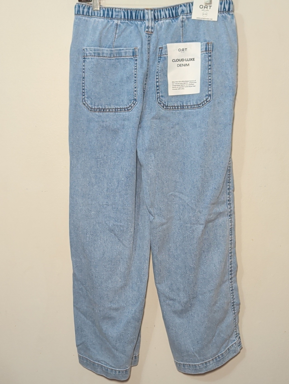 OAT New York Cloud Luxe Drawstring Wide-Leg Denim Pants Comfy Women's Size 8 - Picture 5 of 7